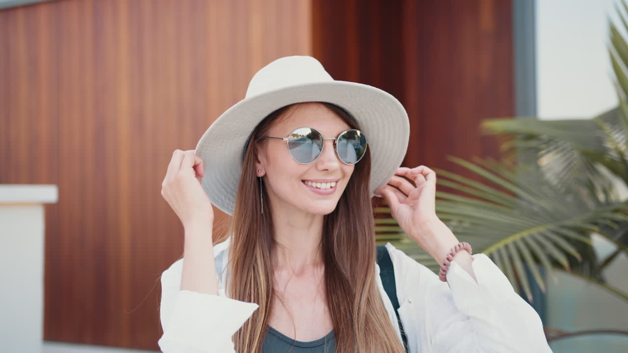 mujer sonriente al aire libre