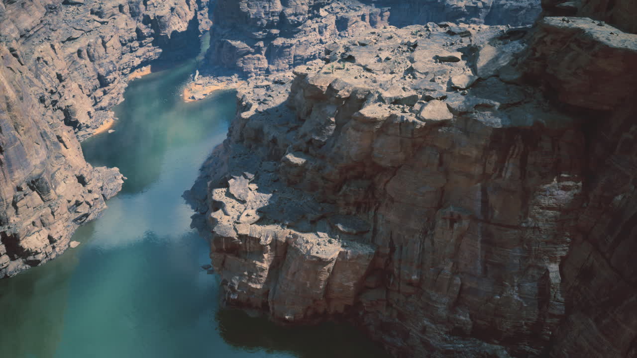 Stunning canyon landscape with clear blue water in bright daylight
