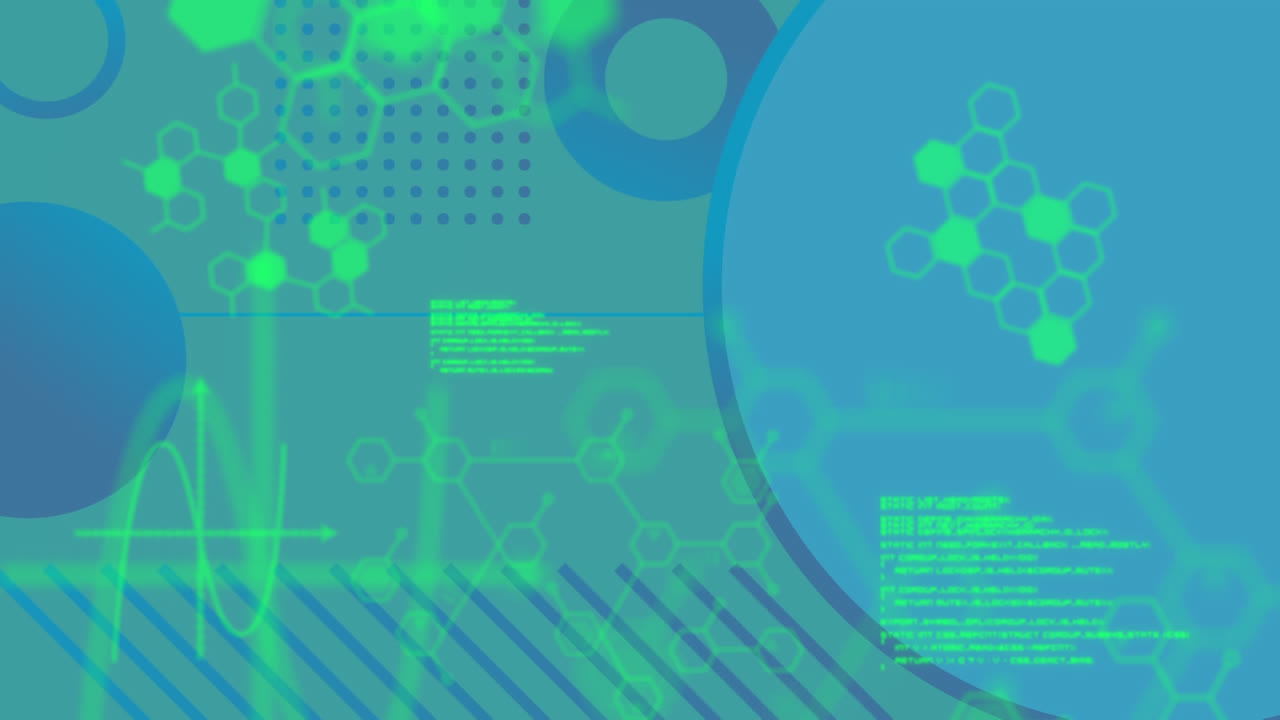 animación del procesamiento de datos científicos sobre un fondo azul