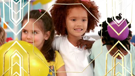 animation of gold pattern over children at birthday party