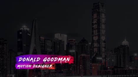 city skyline at night with artistic color overlay
