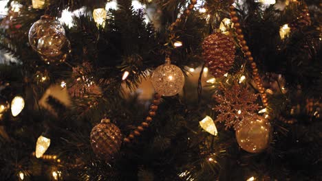 ornaments-and-decorations-on-a-Christmas-Tree---Slow-Motion