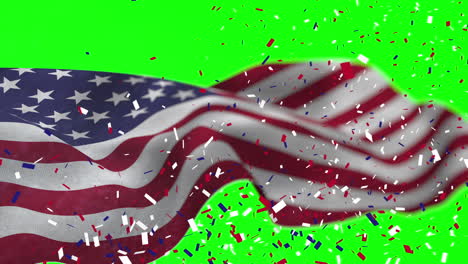 video of american flag and confetti