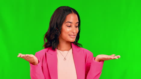 business woman face, green screen