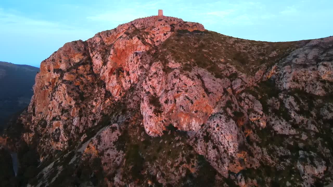 Witness the breathtaking cliffs of Pollensa, Mallorca, as the sun sets over the majestic Tramuntana mountains. Experience the beauty of nature in this captivating location.