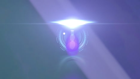 animation of rotating safe lock with clock over light trail on blurred background