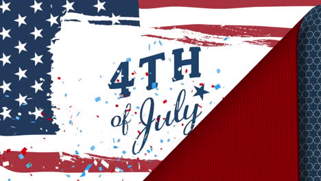 animation of fourth of july text over american flag