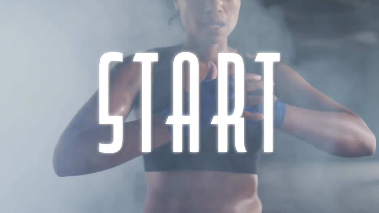 혼성 인종 여성이 손에 밴드를  ⁇ 는 시작 텍스트의 애니메이션