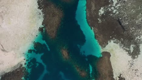 Aerial-view-of-coral-reef-in-Taka-Makassar,-Komodo-National-Park,-Indonesia