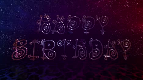 feliz cumpleaños. un letrero de vidrio lúdico con luces y reflejos en un fondo brillante. felicidades por la fiesta.