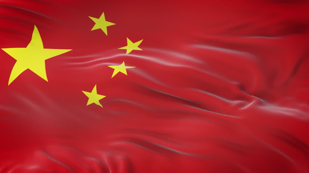 bandeira chinesa agitando no vento com textura de tecido altamente detalhada. loop sem costura
