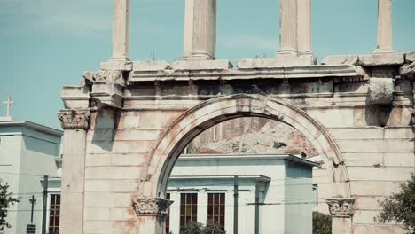 Ancient-columns-and-temple-in-Greece-on-a-clear-day-in-summer