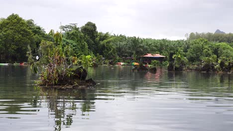 calm water with lush greenery and mountains