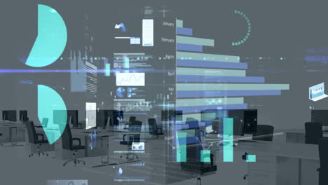 animation of financial data processing over office