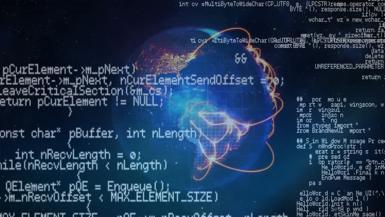 연결 및 데이터 처리와 함께 지구의 애니메이션