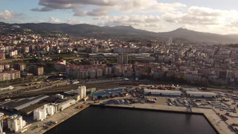 aerial view of vigo spain inland coastal mountain harbour small village waterfront landscape