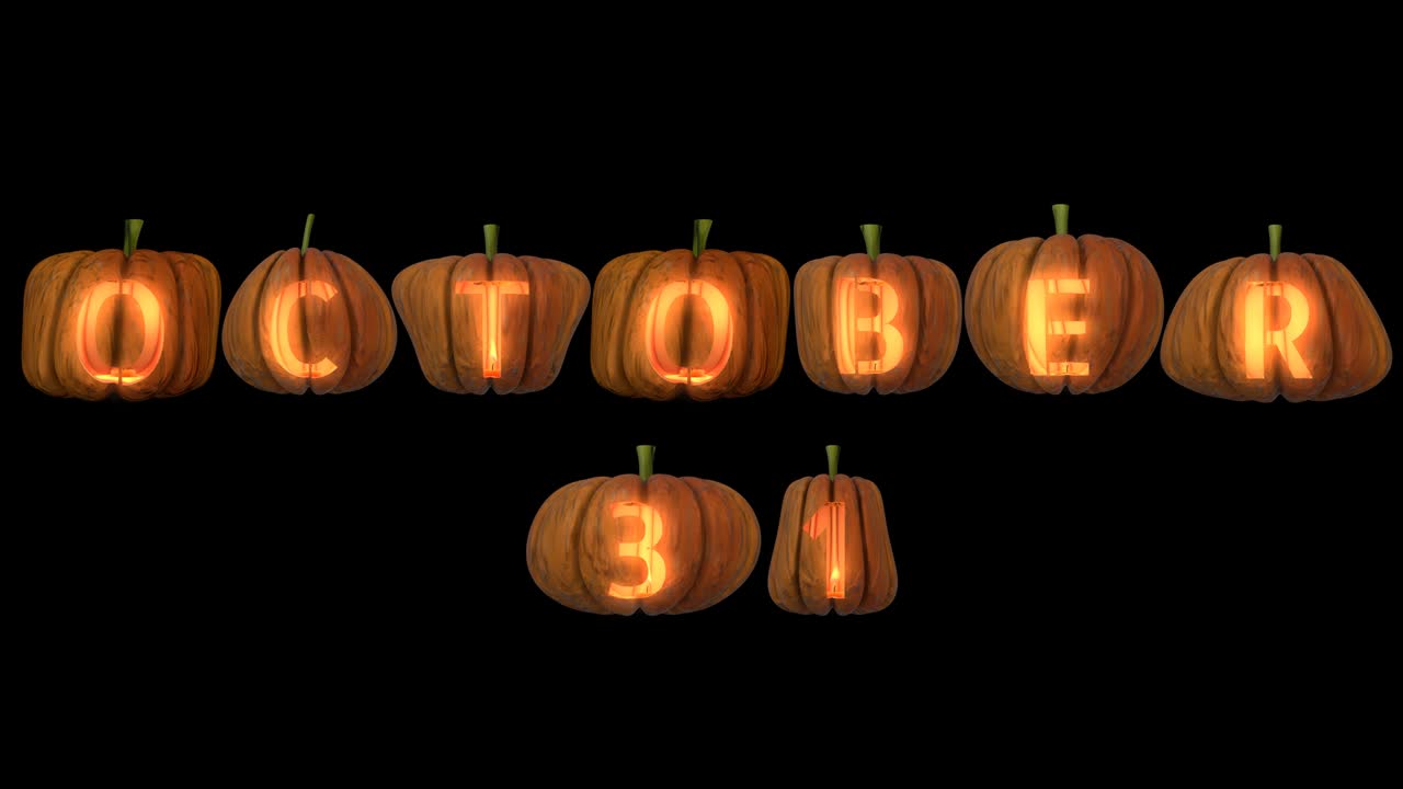 Carved Pumpkin Letters  forming the text october 31