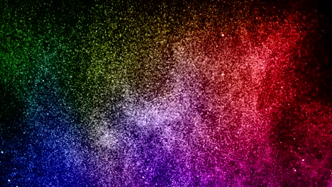 navidad gradiente multicolor brillo brillo explosión partículas de polvo fondo con bokeh flujo movimiento desde abajo en cámara lenta, color vacaciones feliz año nuevo y día de san valentín amor, concepto de relación