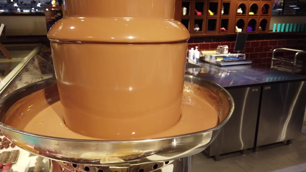 Chocolate fountain in the mall.