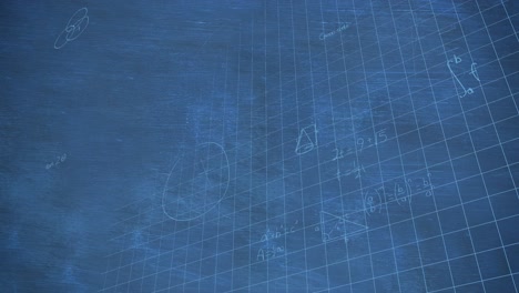 Animation-Mathematischer-Gleichungen-Und-Diagramm-über-Gittermuster-Vor-Blauem-Hintergrund