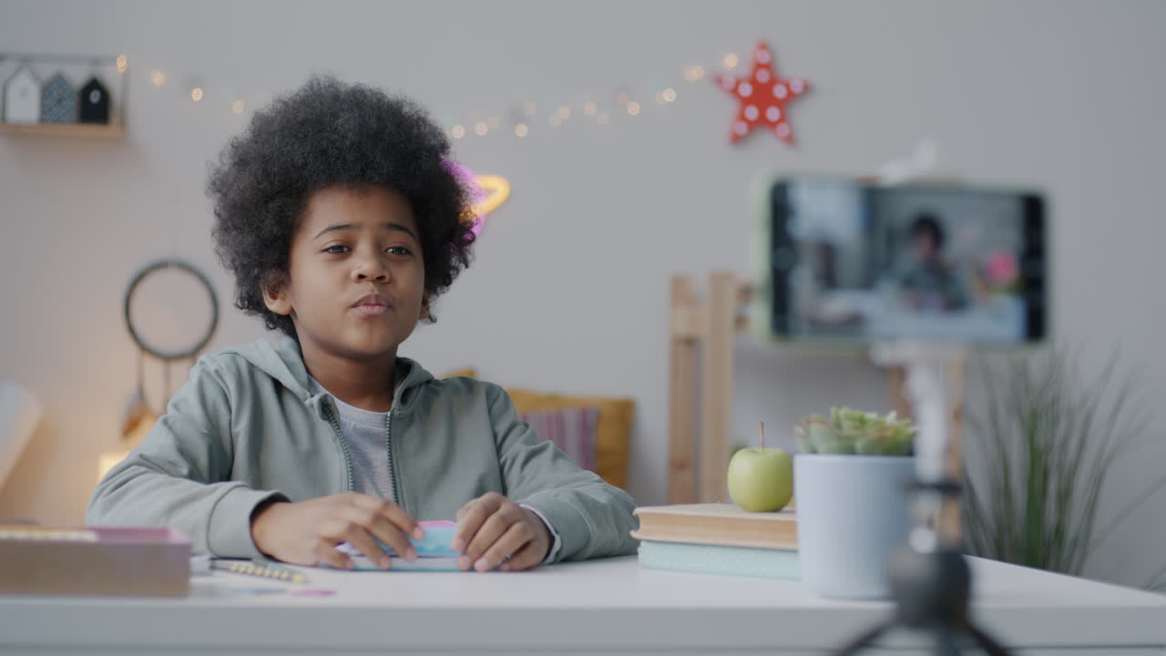 Young Boy Doing an Online School Session