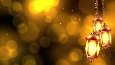 ramadan lantern hanging on bokeh background.