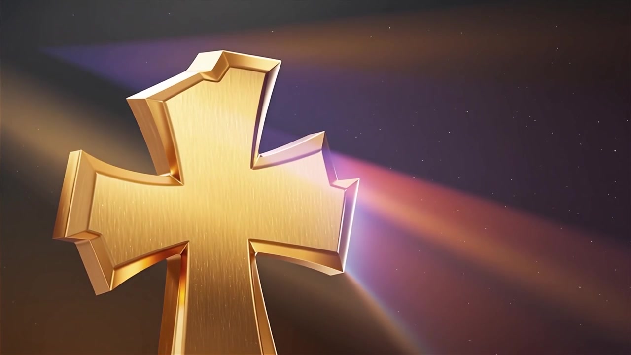 Croce Cristiana Luce Celestiale Sfondo per il Culto.