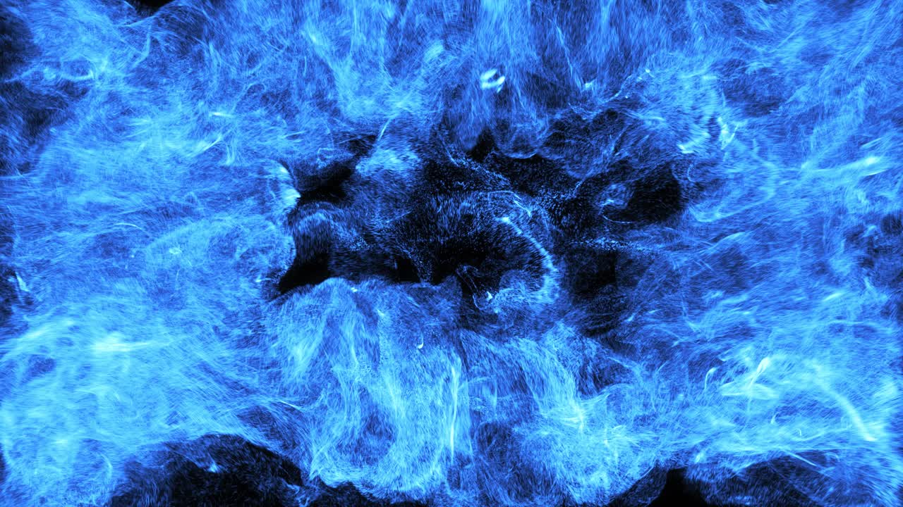Dinamica esplosione di energia blu in espansione su sfondo nero