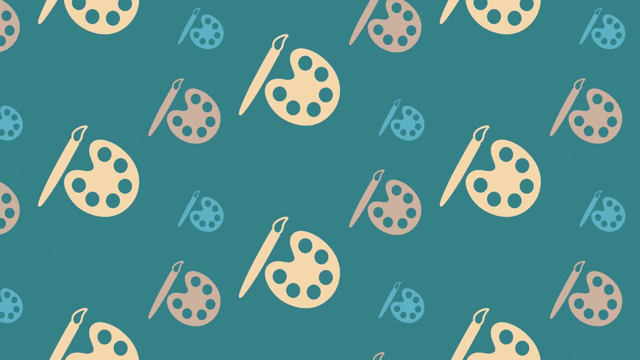 초록색 배경에 움직이는 학교 아이콘의 애니메이션