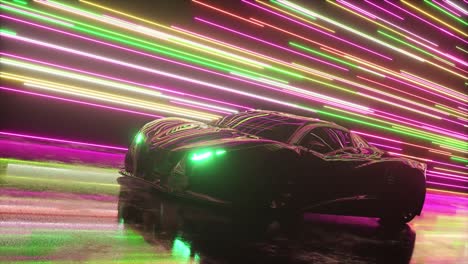 black sports car with neon lights