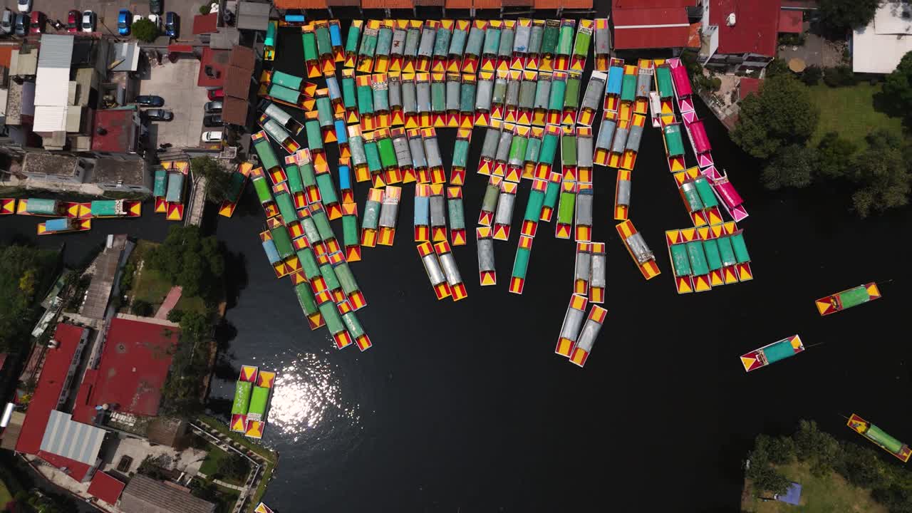 Xochimilco's pier zone, aerial look at southern CDMX's traditional attraction