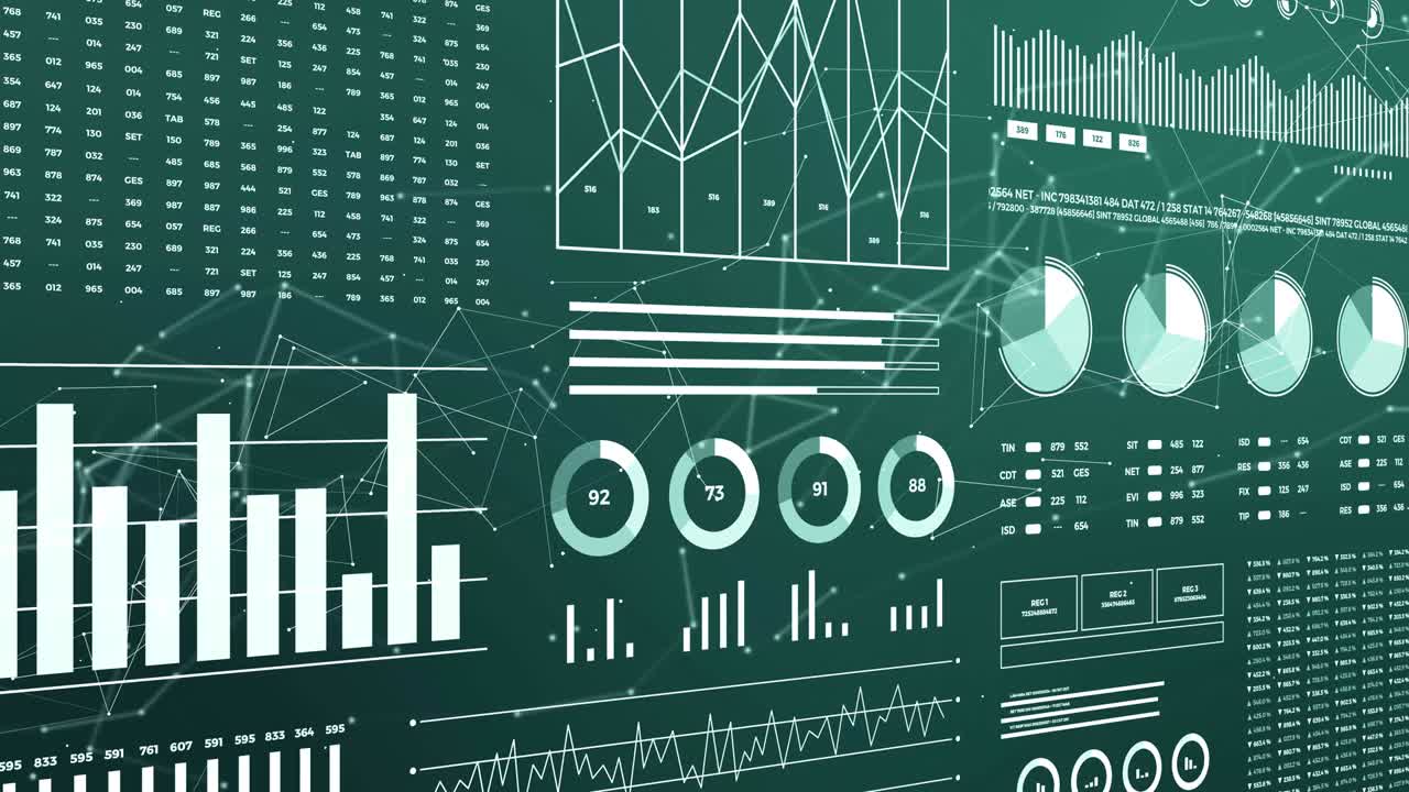 datos y estadísticas de informes, animación con diagramas gráficos.