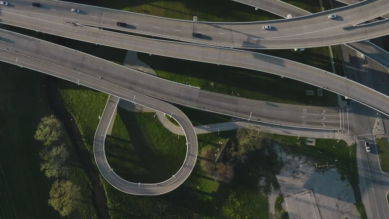 View of downtown Dallas showing roads and highways in Texas