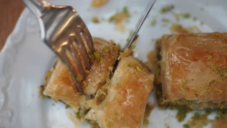 close up of a delicious baklava with pistachios