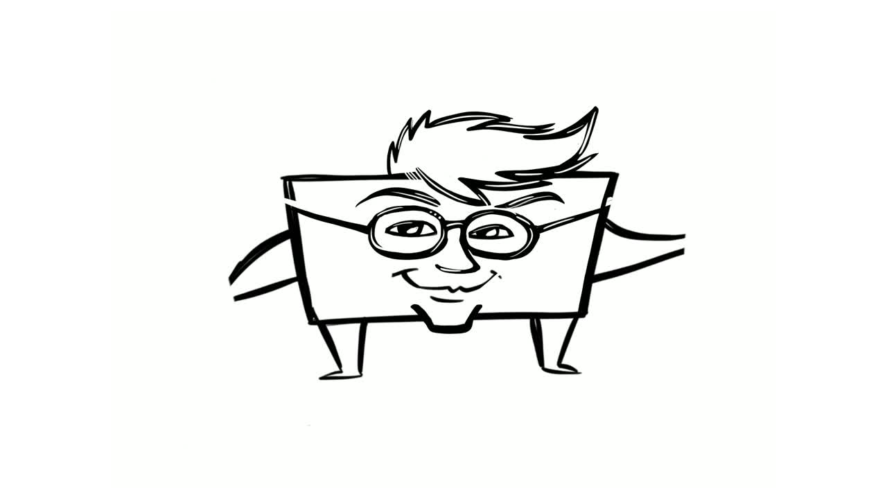 carácter de la caja en blanco y negro