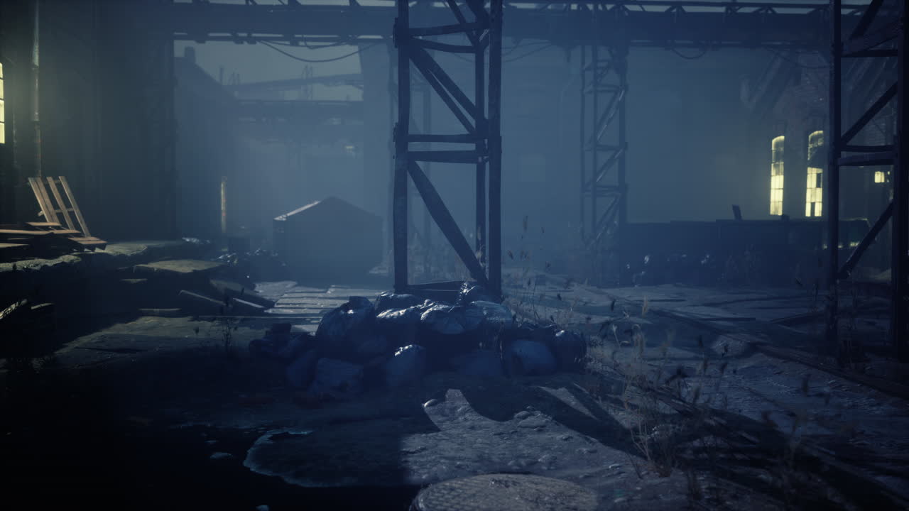 vieja fábrica de ladrillos por la noche