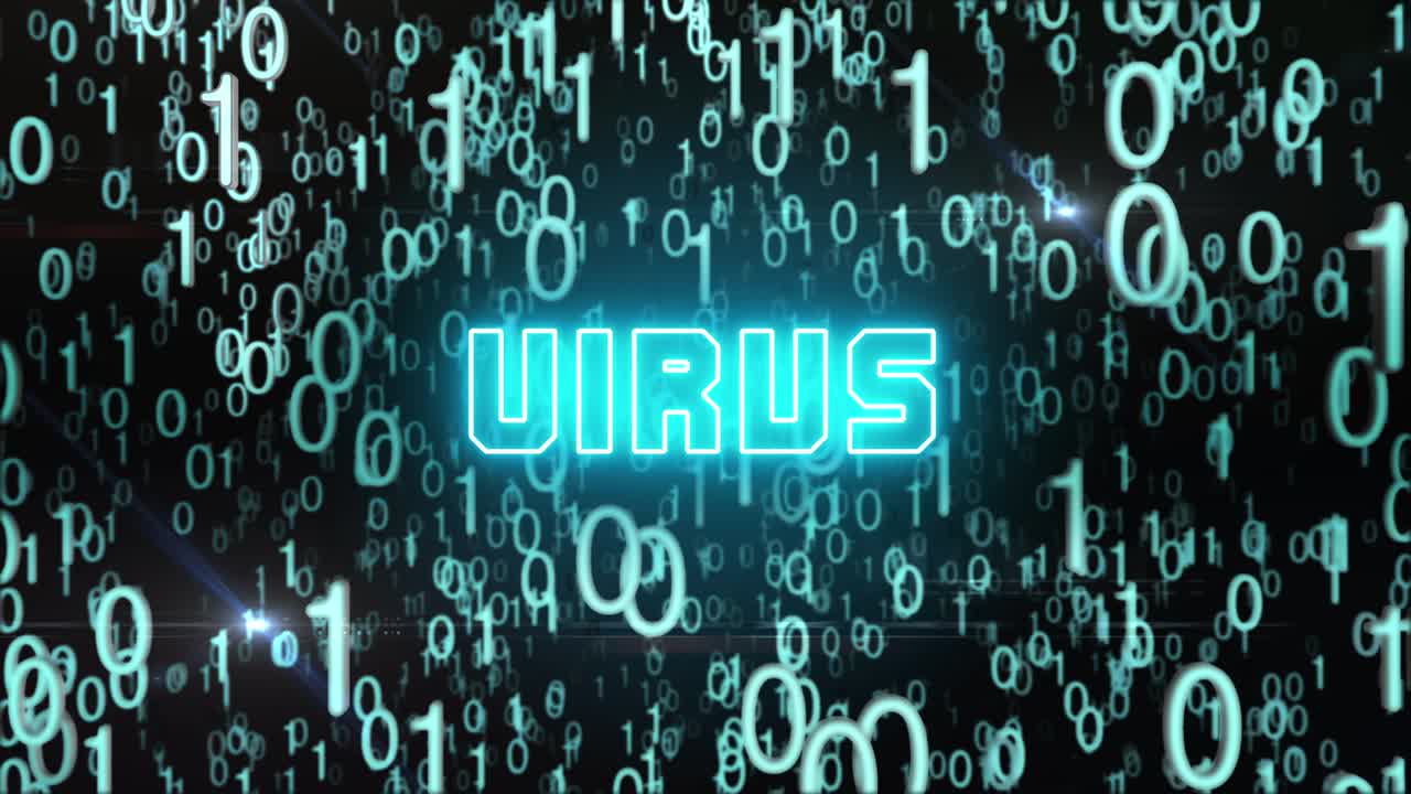 concepto de virus azulado con código digital