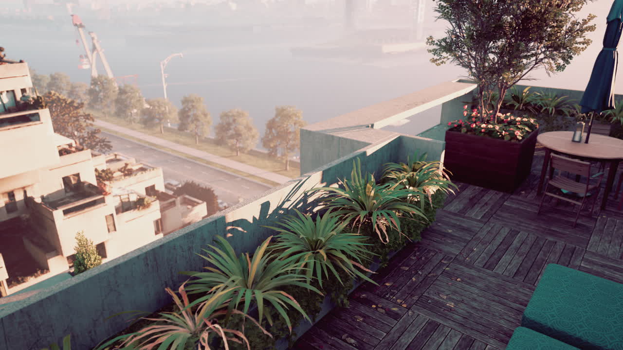 vista del paisaje de la ciudad desde el balcón