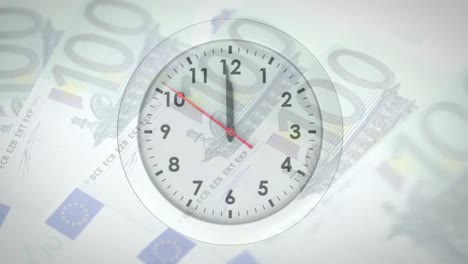 animation of clock moving over banknotes