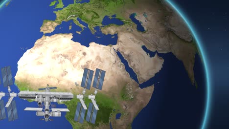 la estación espacial orbita la tierra en un bucle sin fisuras.