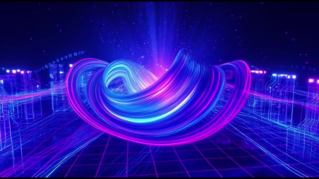 Abstract Digital Data Flow and Neon Light Energy Animation