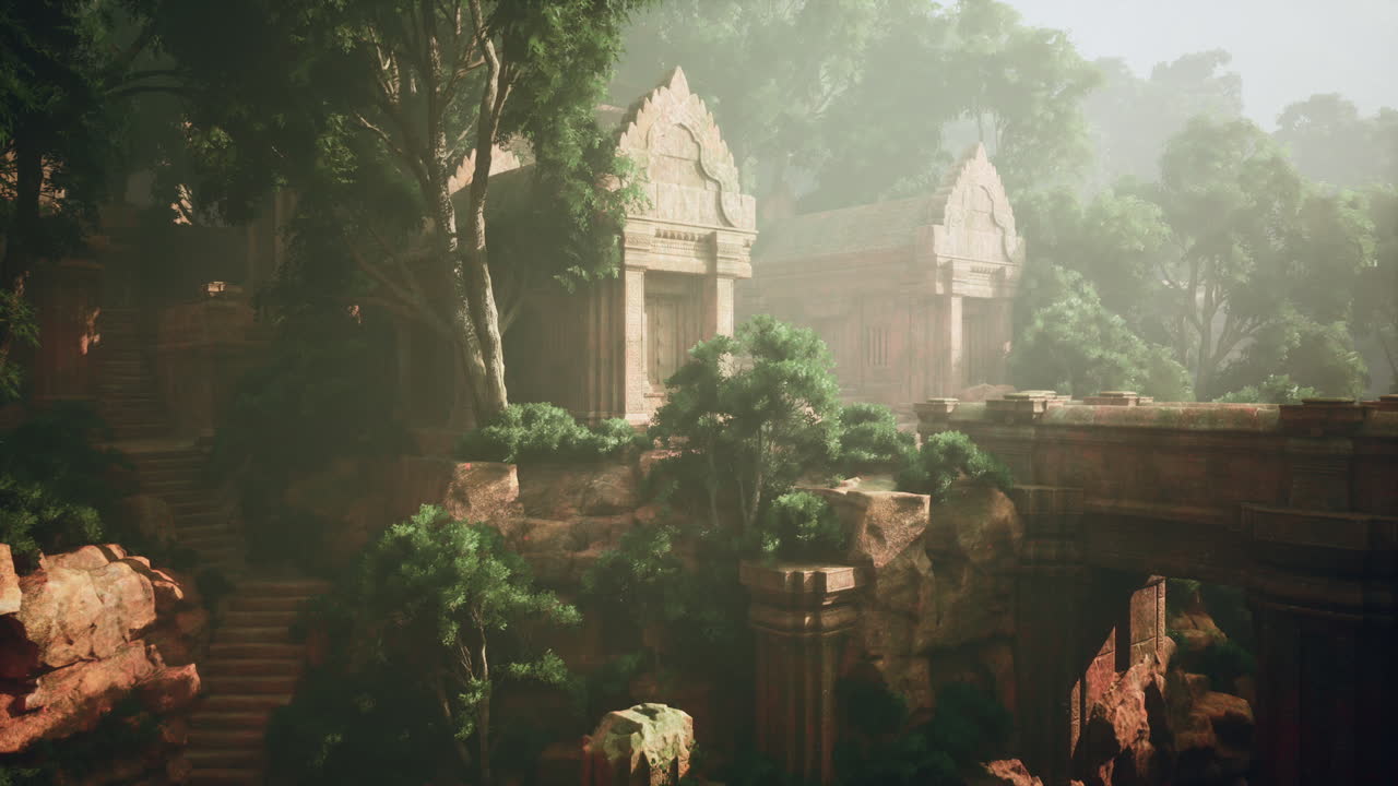 ruinas de templos antiguos en una selva exuberante