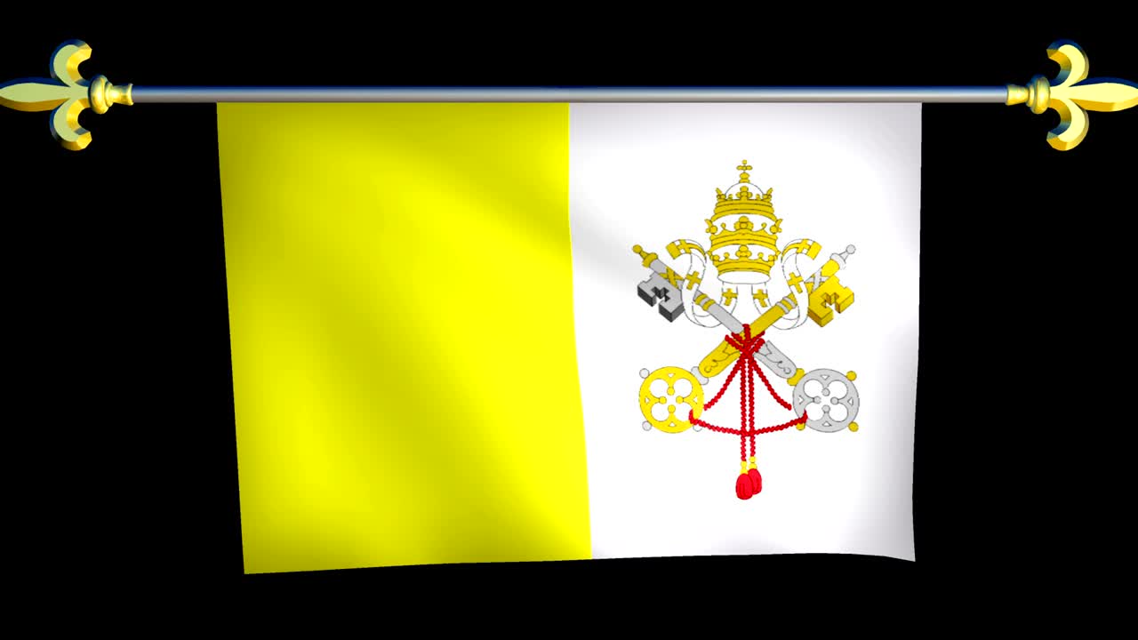 Grande Bandeira Animada em Loop da Cidade do Vaticano