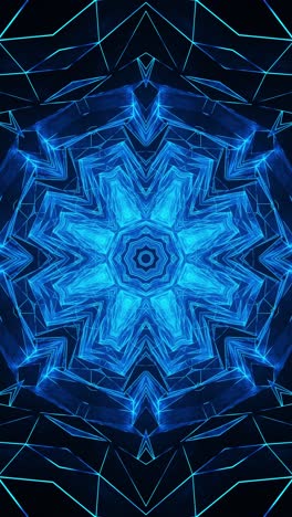 blue abstract design with star in the middle. kaleidoscope vj loop vertical