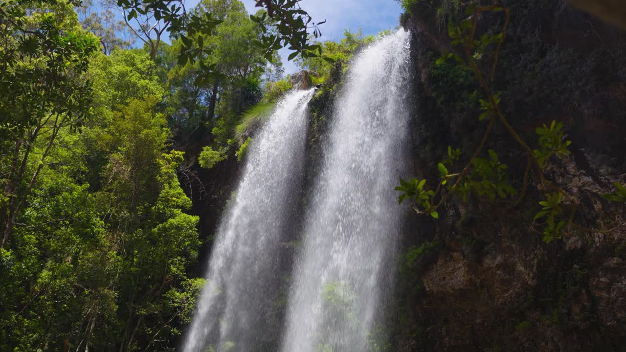 parque nacional springbrook, circuito de caída doble en medio del bosque