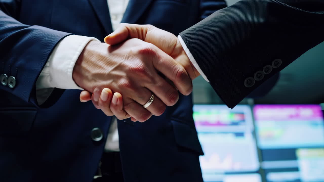 Businesspeople Handshake in Modern Office
