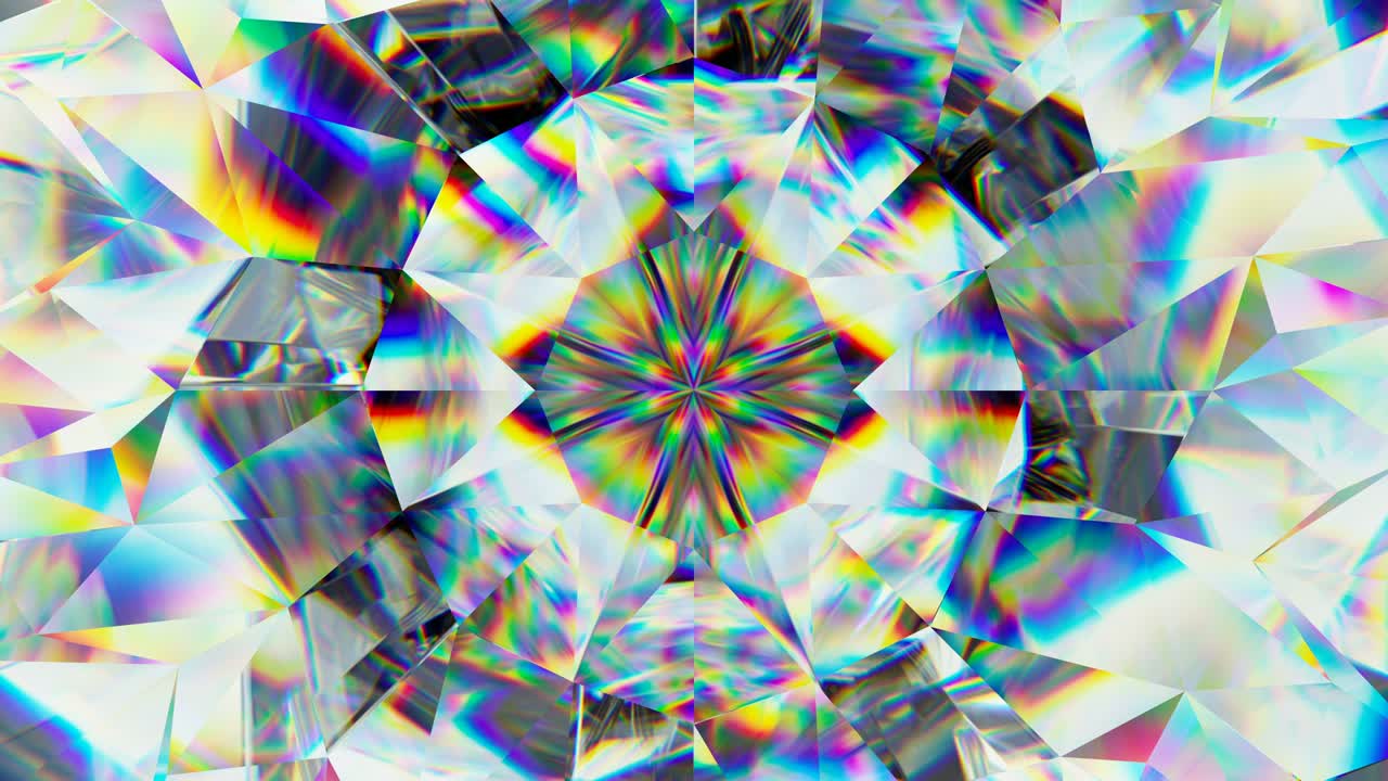 patrón de caleidoscopio de piedras preciosas brillantes que gira en bucle sin costuras