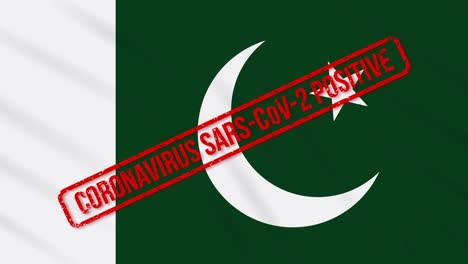 pakistán balanceando la bandera estampada con respuesta positiva a la covid-19, bucle