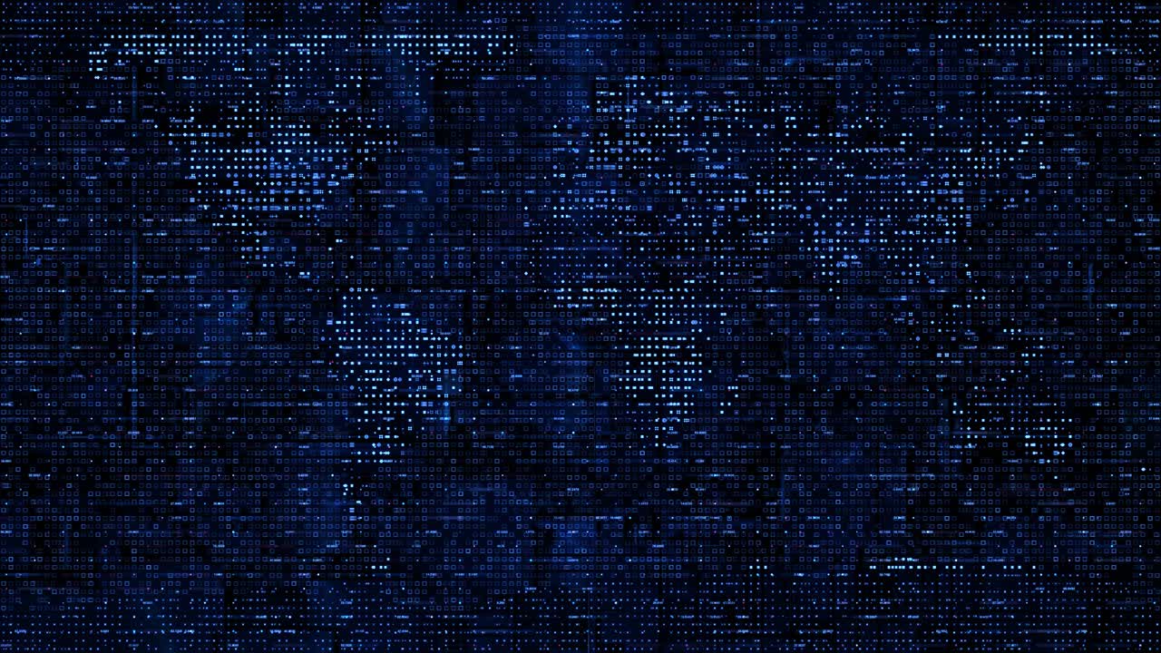 Futuristic Digital World Map with Binary Data Streams and Network Grid