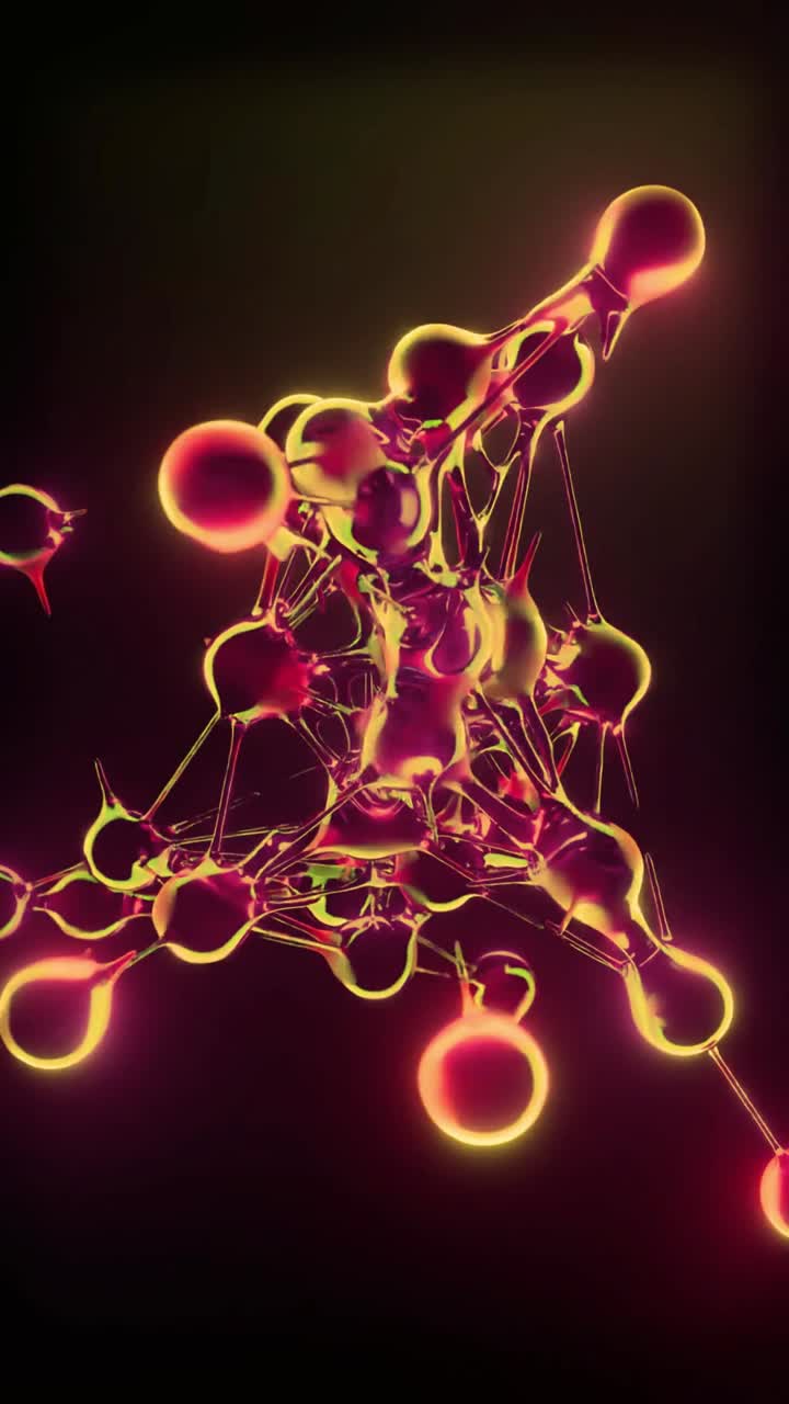 Rendering 3D Dinamico di Molecole Luminose Interconnesse.